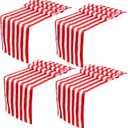 4 Pieces Striped Tablecloth Red and White Striped Table Runner Tablecloth Polyester Spring Elegant Classic Table Decor for Daily Events Family Banquet Parties Celebrations Outdoor(12 x 108 Inch)