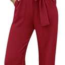 PRETTYGARDEN Women's One Piece Jumpsuits Dressy Casual Summer Short Sleeve Wrap V Neck Wide Leg Pants Romper Spring Clothes (X-Large, Wine Red)