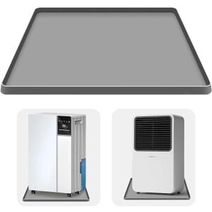 Dehumidifier Drip Mat- 23.6'' x 19.7'' x 0.78'' Silicone Humidifier Drip Tray, With Raised Edge, Non-Slip,Spill-Proof,Dehumidifier Drip Pan,Prevent Water Leakage and Protect Floor & Carpet-Grey