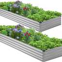 2PCS 9x3x1ft Galvanized Raised Garden Bed Kit,Metal Planter Box for Vegetables,Flowers,Herbs Durable Rust-Resistant Patio Gardening Beds,Silver