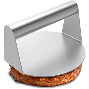 JENNY FRIDA Stainless Steel Burger Press, 5.5 Inch Round Smasher, Non-Stick Smooth Hamburger Press Flat Bottom Without Ridges, Bacon Grill Perfect for Top Griddle Cooking