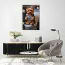 Bathroom Wall Decor Art Funny Silky Terrier Dog in Toilet Reading Newspaper Canvas Print Poster Pet Lover Gift Home Dog Theme Room Aesthetics Humorous Animal pictures 24x36inch Unframed (style-1-Unframed)
