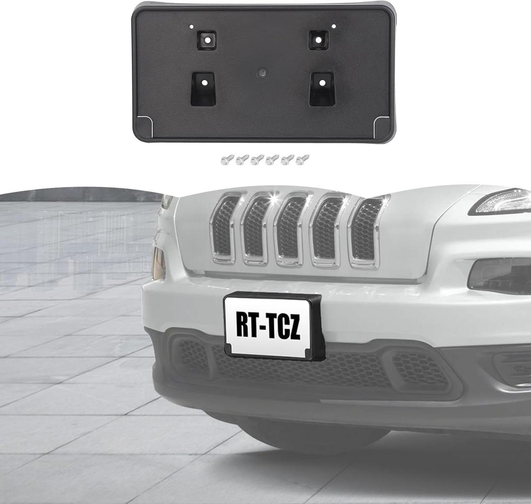 RT-TCZ License Plate Holder Front License Plate Frame Mount Bracket Accessories for Jeep Cherokee 2014 2015 2016 2017 2018