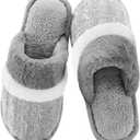 Cozy Slippers for Women Indoor and Outdoor Fuzzy House Shoes with Memory Foam Anti-Skid Sole Gifts for Women Mom Ladies (9-10 Women/7-8 Men, Light Grey)