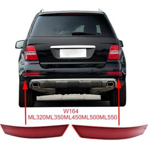 Rear Bumper Reflector Assembly Left & Right Pair Set Compatible With Mercedes-Benz W164 ML320 ML350 ML500 2008 2009 2010 2011 Replacement OEM 1648200374 1648200674 Red