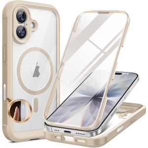 Miracase for iPhone 17 Case 6.3'', Full-Body Military Grade Drop Protection Outdoor Phone case with Built-in Glass Screen &Camera Control,Easy Installation,No Gap,Compatible with MagSafe, Gold