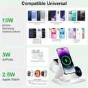 6-in-1 Wireless Charging Station with Bluetooth Speaker,Digital Clock and Ambient Lights,Fast Wireless Charger for for Multiple Devices for Apple - iPhone 17 16 15 14 13 12 Pro Max Apple Watch Airpods