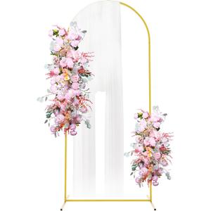 Putros Metal Arch Stand 6FT Gold Wedding Balloon Arched Backdrop Stand Square Arch Frame for Birthday Party Bridal Baby Shower Ceremony Decoration (6x2.6FT(HxW)