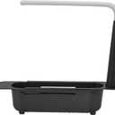 Telescopic Kitchen Over Sink Organizer with Towel Hanger, 2-in-1 Retractable Sink Drainer with Bracket and Crossbar Adjustable Expandable Sink Caddy Large Capacity for Kitchen Sink(Black)