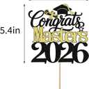 Congrats Masters 2026 Cake Topper, Congrats Grad,Congrats Class of 2026 Grad, Congrats Masters, Mastered It, 2026 Master Degree Graduation Party Decorations Supplies (Black Gold 5)