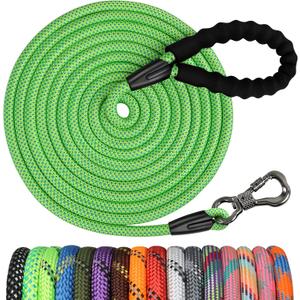 NTR 50FT Long Dog Leash with Swivel Lockable Hook and Comfortable Padded Handle - Dog Training Leash for Walking, Hunting, Camping, Backyard for Small, Medium and Large Dogs (50ft*3/8", Green)