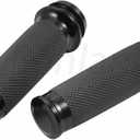 Benlari Motorcycle Black Hand Grips 1 Inch Handlebar Grips Electronic Throttle Universal Compatible with Harley Davidson Touring Softail Road Street Glide Road King 2008-2024