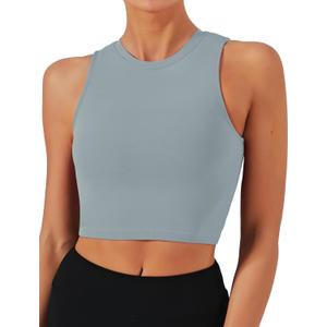 Natural Feelings Nudi Sports Bras for Women Removable Padded Yoga Tank Tops Sleeveless Fitness Workout Crop Tops (Gray, XXL)