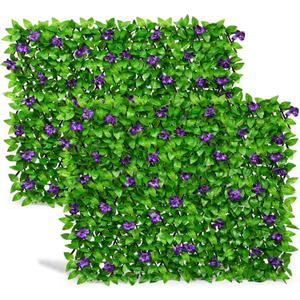 DOEWORKS Expandable Fence Privacy Screen for Balcony Patio Outdoor, 2PCS Faux Ivy Fencing Panel for Backdrop Garden Backyard Home Decorations 16*45 Inch 