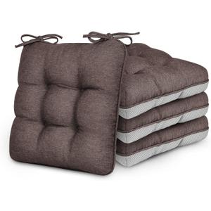 Love's cabin Memory Foam Chair Cushions Set of 4, 19"x19"x3.5" Indoor & Outdoor Seat Pads for Dining, Kitchen, Office, Patio Chairs - Coffee