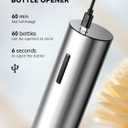 Rechargeable Electric Wine Gift Set - Aerator, Vacuum Stoppers, Foil Cutter and Bottle Opener for Home Bar and Outdoor Parties (Silver)