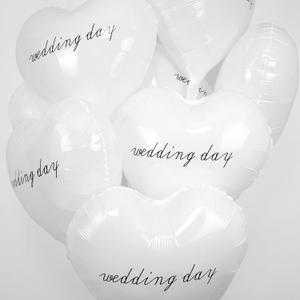 10 Pieces Wedding Heart Balloons, 18" White Heart Foil Balloons with Wedding Day Prints, Helium-Friendly for Anniversary, Engagement, Bachelorette, Bride To Be, Bridal Shower Party Decorations
