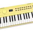 RockJam 49 Key Keyboard Piano, Portable Electronic Music Keyboard with Speakers, USB-C Power or Battery Operation, Headphone Input, 200 Tones, 200 Rhythms, Note Stickers & Lessons, Compact