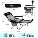 #WEJOY 2-in-1 Reclining Camping Chair with Footrest for Adults Folding Lounge Chair with Adjustable Backrest Lightweight Camping Chairs Heavy Duty Camp Chairs for Outdoor (Black Grey)