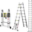 Telescoping Ladder, Miscoos A-Frame 16.5FT Aluminum Telescopic Extension Ladder with Non-Slip Feet, Multi-Purpose Collapsible Ladder for RV or Outdoor Work,330lbs Capacity