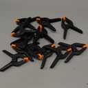 12 Pack Plastic Spring Clamps, 3.5inch Small Heavy Duty Clips for Crafts, Backdrop Stand, Woodworking, Photography Studios (Black)