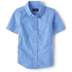 The Children'S Place Boys Short Sleeve Oxford Shirt (Blue, L)