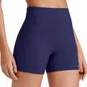 G4Free Womens Summer Trendy Shorts Yoga Leggings Shorts Workout Running Gym Shorts (Royal Blue,L,6")