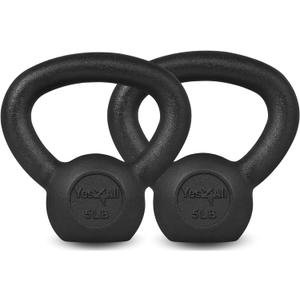 Yes4All 5lb Kettlebell Set of 2 Cast Iron for Dumbbell Weights Exercises, Gym, Fitness, Full Body Workout Equipment Push up, Grip and Strength Training