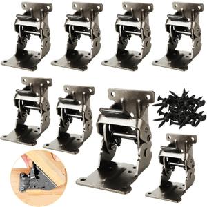 SHUESS 8 Pack Folding Table Legs Brackets, Heavy Duty Locking Foldable Support Hinges, 90 Degree Foldable Self Lock Hinges for Table Chair Bed Leg Feet Workbench (0-90-180 Degree, Black)