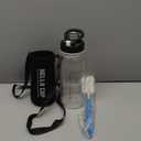 Half Gallon 64oz Glass Water Bottle with Straw and Storage Sleeve Motivational Water Bottle with Strap and Time to Drink 2L Leakproof Reusable Water Jug for Fitness Gym and Outdoors (Black)