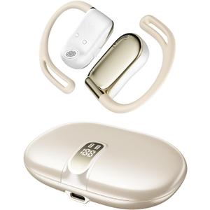 Open Ear Headphones, 0.28oz Lightweight Next-Gen Bluetooth 5.4 Air Conduction Wireless Earbuds w/Extra Bass, 48H Playtime, 3 EQ Modes, ENC Mic, IPX5, Snug Fit for Workout Running Beige