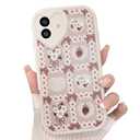 Lovmooful Compatible for iPhone 16 Case Cute Flower Floral Bow Strawberry with Love Lens Bumper Protector for Girls Women Soft TPU Shockproof Protective Girly for iPhone 16-Lace Flower