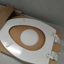 Mayfair Linden Slow Close Toilet Seat, Non Slip Heavy Duty Wood, Easy Install, Elongated, White