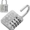 Bling Combination Lock for Locker Crystal 4 Digit Code Locks Outdoor Padlock for Gym, School, Sports, Fence, Toolbox, Gate, Case, Room, Hasp Storage (White)