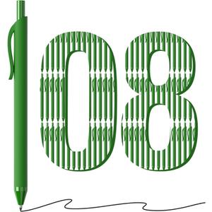 108 Pack Black Pens - Bulk Pens 1.0mm Medium Point Ballpoint Pens Smooth Writing No Bleed Retractable Black Ink Pen (Green)