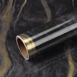 VEELIKE Black Gold Marble Contact Paper for Countertops Peel and Stick Waterproof Black Kitchen Countertop Contact Paper 32''x118'' Self Adhesive Glossy Marble Wallpaper for Bathroom Counter Table Top