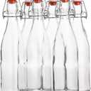 AYL Flip Top Glass Bottle [16 fl. oz./Pack of 6] Swing Top Brewing Bottle with Stopper for Beverages, Oil, Vinegar, Kombucha, Beer, Water, Soda, Kefir  Airtight Lid & Leak Proof Cap  Clear