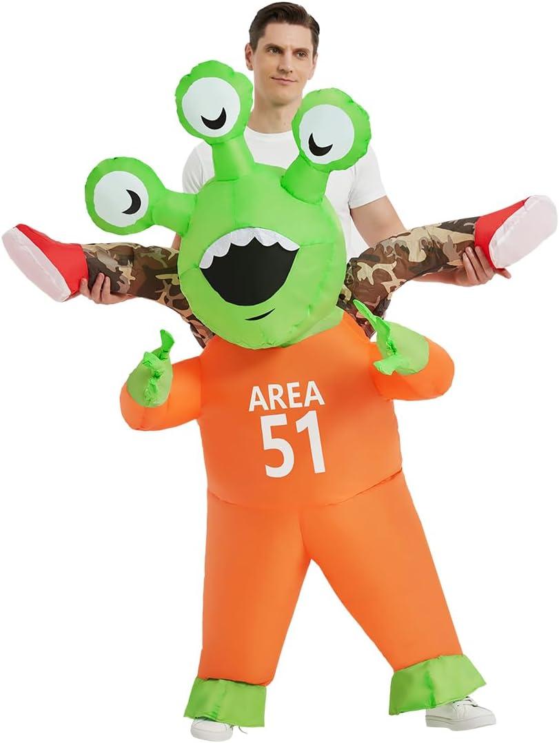 COMIN Halloween Inflatable Alien Costume Adults Cosplay Costumes Funny Ride on Blow Up Costumes Alien Suit for Men Women (72")