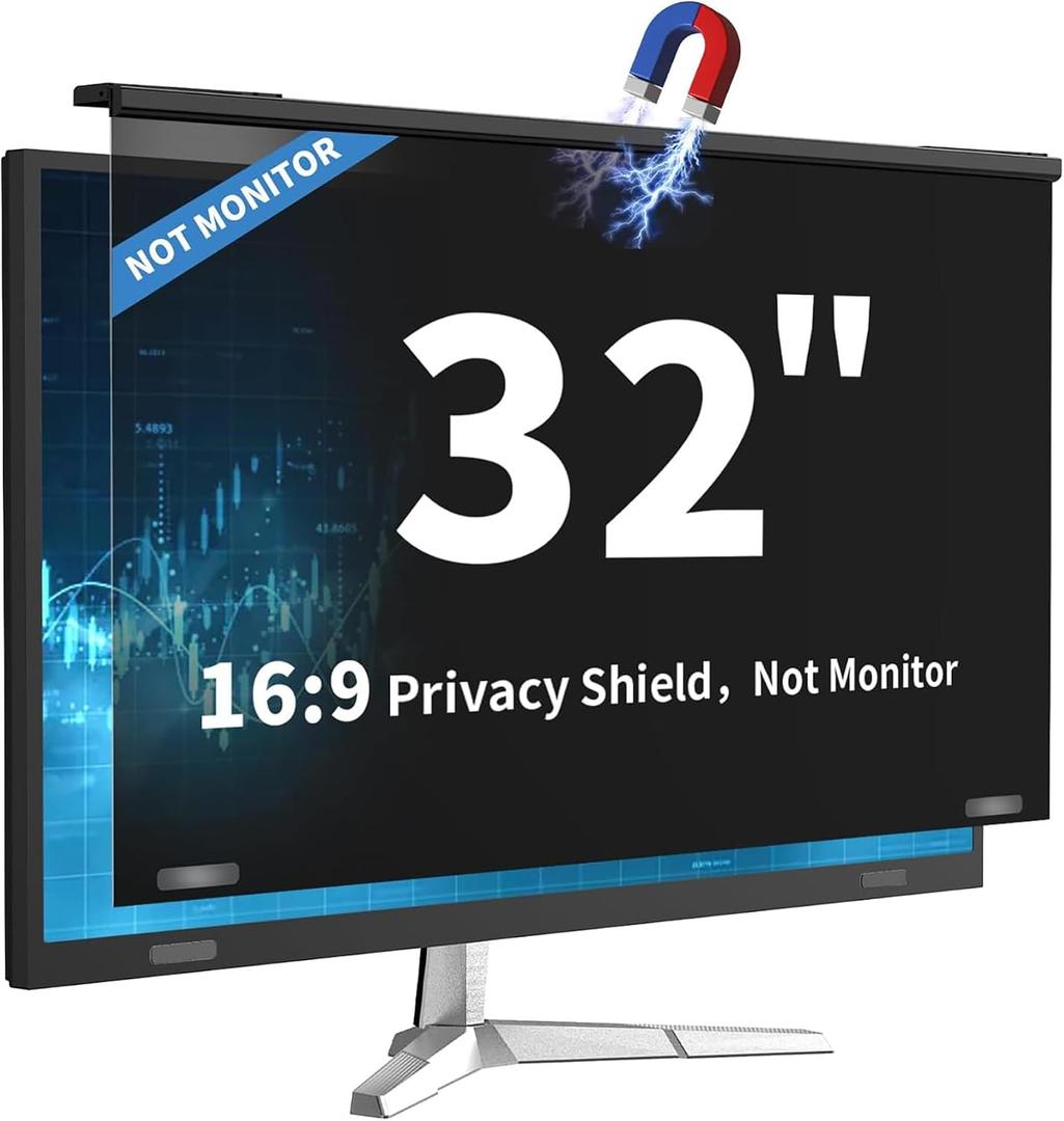 Magnetic 32 Inch Hanging Computer Privacy Screen for 16:9 Monitors