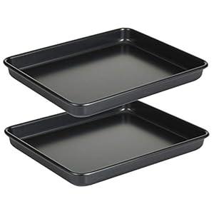 11 Inch Baking Sheets Pan Nonstick Set of 2, Walooza 1-inch Deep Baking Trays, 11X9 Inch Cookie Sheet Replacement Toaster Oven Tray, Non Toxic & Heavy Duty & Easy Clean
