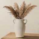 Large Ceramic Rustic Vase with 2 Handles, 9.8 inch Farmhouse Flower Vase, Minimalist for Home Decor, Living Room, Shelf Decor, Pampas Grass, Enterway, Table Decoration, Gift, Off White