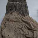 Adrianna Papell Womens Long Beaded V-Neck Dress with Cap Sleeves and Waistband, 12