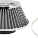 Engine Air Filter 76mm High Flow Mushroom Head Clamp-On Cold Air Intake Filter Closed-Top Cool Air Filter Cleaner with 1 Clamp Silver Tone for Car