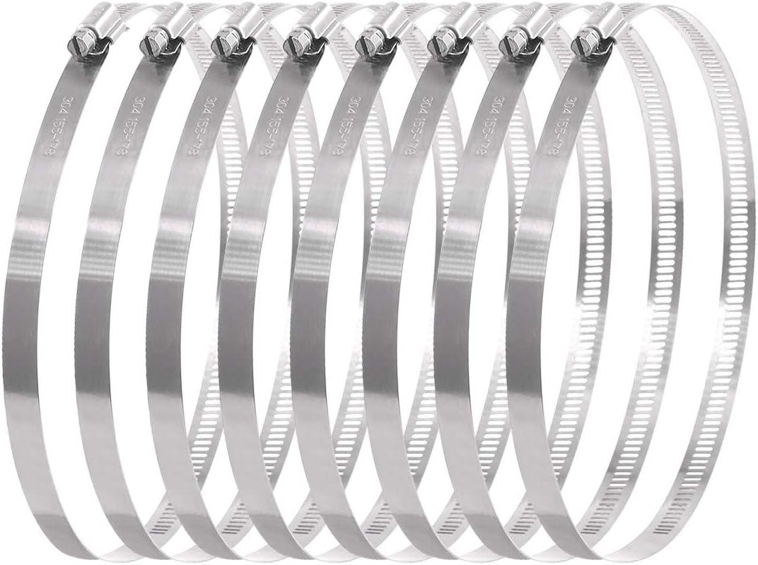 Swpeet 8Pcs 6-7inch (155-178mm) Hose Clamp 304 Stainless Steel Adjustable Range Worm Gear Hose Clamp Fuel Line Clamp Perfect for Plumbing, Automotive and Mechanical Applications