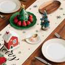4 x Artscope Wreath Merry Christmas Table Runner, Xmas Winter Holiday Kitchen Dining Table Decoration for Christmas Home Decor 13x48 Inch-Beige