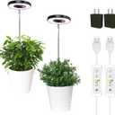 yadoker Plant Grow Light, LED Growing Light Full Spectrum for Indoor Plants,Height Adjustable, Automatic Timer, 5V Low Safe Voltage,Idea for Small Plant Light (2 Pack, Matte Black)