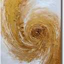 V-inspire Art,Abstract Hand drawn Oil Painting on Canvas, 24x48 Inches, Golden Tones, Acrylic Framed Living room Bedroom Wall Art