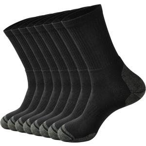 ECOEY Men's Work Boots Athletic Running Crew Socks, Dry-Tech Moisture Wicking Heavy Cushion Multi Pack (Black)
