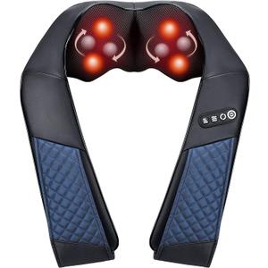 EAshuhe Neck and Shoulder Massager with Heat Shiatsu Back Massage Pillow with 3D Deep Tissue Kneading for Foot, Legs, Body Muscle Pain Relief, Use at Home, Office & Car (Black and Blue)