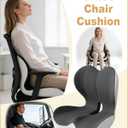 Office Chair Seat Cushion with Back Lumbar Support, Ergonomic Memory Foam | Integrated L-Shaped Backrest and Coccyx Cutout with Non-Slip Base for Car Seats, Wheelchairs and Long Sitting Comfort